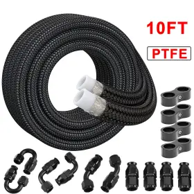 Ptfe-10-20ft-10ef Aeiou 6an-8an-10an Black Nylon E85 Ptfe Fuel Line 10ft-20ft With 14 Fittings Hose Kit