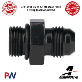 Orb-06 Aeromotive 15606 3/8 Inch To An-06 Male Flare Fitting Black Anodized #15606