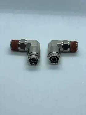 Air Suspension Fittings Ft-38mn38ps 2x 3/8 Npt To Ptc 90 Degree Swivel Elbow Dot Nickel Finish