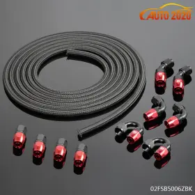 Allgood0402152 Allgoodauto Steel/nylon Braided 6an Oil/fuel Line/hose Fitting/hose End/adaptor Fit For 5m