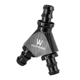 Fpe-fit-y06-blk Alloyworks 3/8 Inch Blk Anodized Aluminum 3-way Y Barbed Fitting Adapter For 6an Pushlock Hose Fpe-fit-y06-blk Alloyworks 3/8 Inch Blk Anodized Aluminum 3-way Y Barbed Fitting Adapter For 6an Pushlock Hose