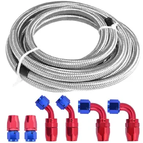 Amt-6an-010b Ameetaa 12ft Fuel Line 6an Braided Oil Stainless Steel Hose With 6 Pcs An6 Co Amt-6an-010b Ameetaa 12ft Fuel Line 6an Braided Oil Stainless Steel Hose With 6 Pcs An6 Co