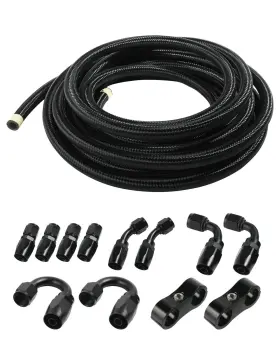 453rygltj001 Aociska 20ft Black Nylon Braided Fuel Oil Hose Line Universal Fitting Transmissi