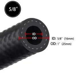 250303-1 Aoxoms 5/8 Inch Fuel Hose Line Push Lock Nbr Rubber Sae 30r7 25ft 300psi Black 16mm