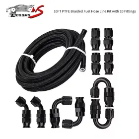 250611-1 Aoxoms E85 10ft 4an Nylon Braided Fuel Line Kit Oil Gas Hose Fittings Adapters