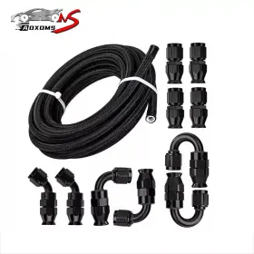 250919-2 Aoxoms Black 6an -an6 10ft Nylon Braided Ptfe Fuel Line 10 Fittings Hose Kit For E85