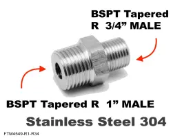 Poftm4549-r1-r34 Autobahn88 Bspt Tapered R 1 Inch Male To 3/4 Stainless Sensor Adaptor Fittings