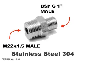 Poftm4550-m2215-g1 Autobahn88 M22x1.5 Male To Bsp G 1 Inch Stainless Sensor Adaptor Fittings Conversion