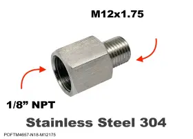 Poftm4657-n18-m12175 Autobahn88 1/8 Inch Npt Female To M12x1.75 Male Stainless Sensor Adaptor Fittings Conversion
