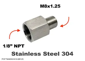 Poftm4658-n18-m8125 Autobahn88 1/8 Inch Npt Female To M8x1.25 Male Stainless Sensor Adaptor Fittings Conversion