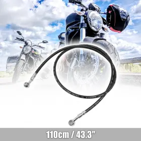 Automall Tech 601382229838 Black 110cm Length Stainless Steel Rubber Motorcycle Brake Oil Hose Fuel Tube Automall Tech 601382229838 Black 110cm Length Stainless Steel Rubber Motorcycle Brake Oil Hose Fuel Tube