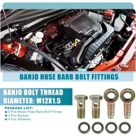 M12x1.5 Automall Tech 726215569926 Bolt 12mm Car Hose Barb Fitting Adapter With Screws Set Of 2