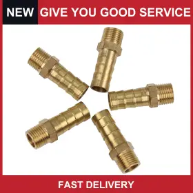 Automall Tech 726215623239 Universal Car Brass Hose Barb Fitting Connector 8mm Id X 1/8 Inch Male Npt Pack Of 5