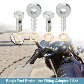 Automall Tech 732324885277 6mm Id Od Universal Car Banjo Fitting Fuel Line Adapter Connector 2 Set
