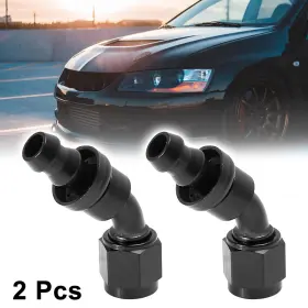 Automall Tech 752374832182 2pcs 6061 Aluminum An6 45 Degree Push Lock Hose Fitting End For Car Fuel Line