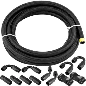 Af-fl620cp13k Automasterpart Length 20ft 6an Nylon Braided Fuel Line Hose Fitting Kit Cpe Black H21 In