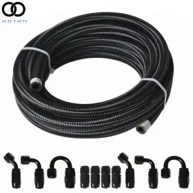 Apo138080 Autoooparts 20ft Braided Fuel Hose Line And 4an Swivel End Fitting Stainless Steel Kit