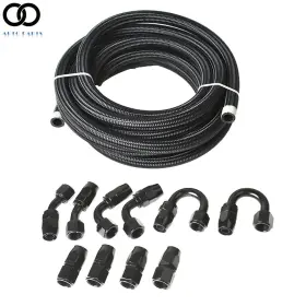 Apo138104 Autoooparts 20ft Braided Fuel Hose Line 10an Swivel End Fitting Kit Black Apo138104 Autoooparts 20ft Braided Fuel Hose Line 10an Swivel End Fitting Kit Black