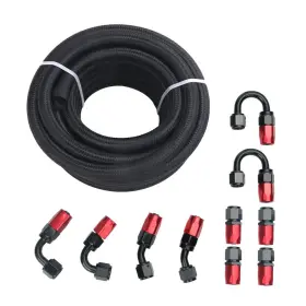 Accs054 Autoparts-accs 20ft Nylon Stainless Steel Braided Cpe Oil Hose Fuel Line With 10an Fittings Kits