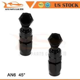 Autopartsclub2018 Ap83342301ps 2pcs Oil Fuel Gas Line Hose End 45 Degree Black Left Rear Right Fitting Adapter