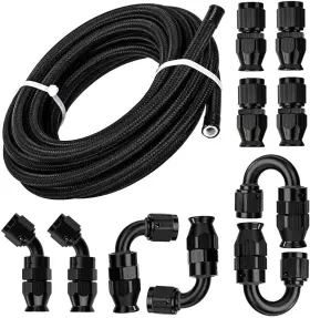 Autop345 Autopartszone 6an Nylon Braided E85 Ptfe Fuel Line 20ft 10 Fittings Separator Clamp Hose Kits