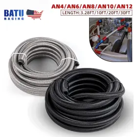 Hr016-us Batu 4an/6an/8an/10an/12an Nylon Stainless Steel Braided Cpe Oil/gas/fuel Line Hose