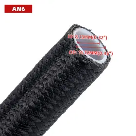 6an-8an-10an-12an Batu Hr023-us Black Nylon Braid E85 Ptfe Fuel Line Hose Oil Gas Pipe