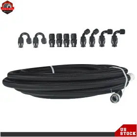 Ber311055 Berliii Black 20ft 8an -8an Nylon E85 Ptfe Fuel Line And 10 Fittings Hose Kit
