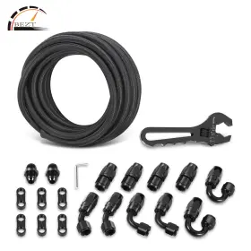 J2-cpe-05 Bezt 25ft 6an Nylon Stainless Steel Braided Oil Fuel Line Hose End Fitting Kit