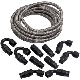 0c8a31 Bfo 20ft Black An8 Ptfe Stainless Steel Braided Fuel Oil Gas Line Hose 20feet -8an