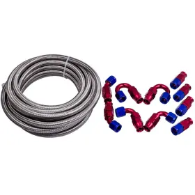 1tkhqp Bfo 20 Feet An8 Stainless Steel Braided Fuel Oil Gas Line Hose -8an Swivel Connector