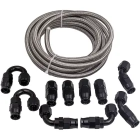 2bj87z Bfo 20 Feet An8 An-8 Black Ptfe Stainless Steel Fuel Gas Oil Water Hose Line New