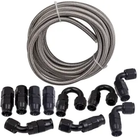 3zi8bt Bfo 8an An8 Stainless Steel Braided Ptfe Fuel Hose Line 20ft Black Fitting Kit 3zi8bt Bfo 8an An8 Stainless Steel Braided Ptfe Fuel Hose Line 20ft Black Fitting Kit