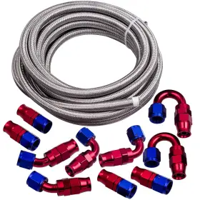 46l8mi Bfo 20feet 8an Stainless Steel Braided Fuel Line Oil Hose 10 Red And Blue Connector 46l8mi Bfo 20feet 8an Stainless Steel Braided Fuel Line Oil Hose 10 Red And Blue Connector