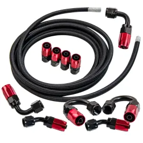47l9u0 Bfo An6 -6an Stainless Steel Braided Oil Fuel Line Fitting Hose Adaptor Red Black 47l9u0 Bfo An6 -6an Stainless Steel Braided Oil Fuel Line Fitting Hose Adaptor Red Black