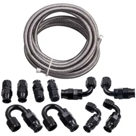 5b2yov Bfo 20ft An6 -6an Ptfe Fitting Stainless Steel Braided Oil Fuel Hose Line Kit New