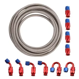 6ctkzn Bfo Universal An6 Oil Fuel Line 20ft Stainless Steel Braided Hose Complete Kit
