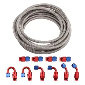 7a1y58 Bfo Universal An6 Oil Fuel Line 20ft Stainless Steel Braided Hose Complete Kit