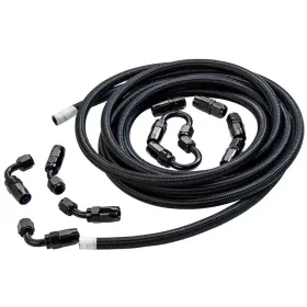89n156 Bfo 6an 16ft Fuel Line Hose Kit Nylon Stainless Steel Braided Fitting Black New