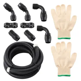 8zk09n Bfo 10ft 12an Black Nylon Braided Oil Line Hose Fitting Kit Cpe Steel