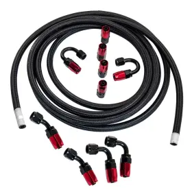 9ot7d6 Bfo 6an An6 16ft Fuel Hose Line Kit Stainless Steel Nylon Braided End Red