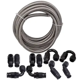 Ae7is4 Bfo 20feet Ptfe Stainless Steel Braided An8 8-an Oil Fuel Gas Hose Line 1000 Psi