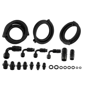 B86qa3 Bfo Power Steering Oil Line Kit -6an -10an Remote Reservoir Black Universal 3 Foot