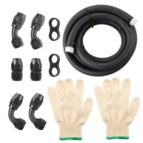 Djy2vl Bfo 12an 10ft Oil Fuel Line Hose Fitting Compatible With Transmission Fluid Black