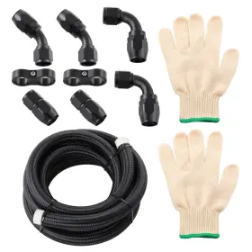 Dzl1bn Bfo 12an Fuel Line Hose Braided Stainless Steel 10ft Oil Gas Cpe Black