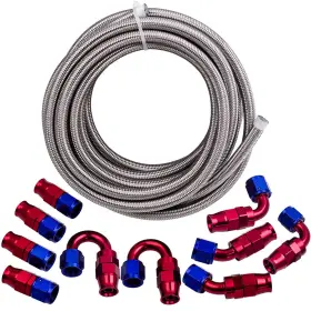 El75gy Bfo 8an 20ft Stainless Steel Braided Fuel Line Fitting Kit Red Swivel Hose End El75gy Bfo 8an 20ft Stainless Steel Braided Fuel Line Fitting Kit Red Swivel Hose End