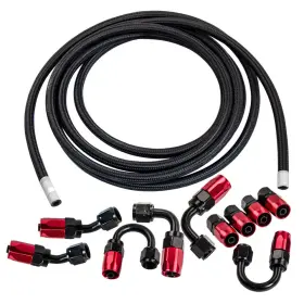 Fzec93 Bfo An6 An-6 Nylon Stainless Steel Braided Fuel Hose End Adapter Kit Oil Line 16ft