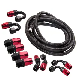 H6kv74 Bfo An8 -8an Nylon Steel Braided Oil Fuel Line Hose End Fitting Adaptor Kits 16ft