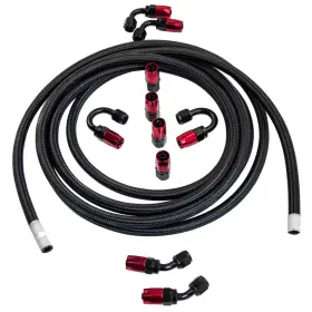 H8gfr4 Bfo An6 16ft Braided Gas Fuel Oil Line Hose With End Fitting Kit Adapte Red