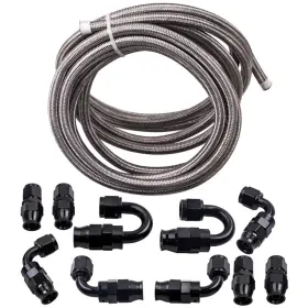 Ho69du Bfo 6an 20ft Stainless Steel Ptfe Fuel Line 10 Fittings Hose Kit E85 Silver Ho69du Bfo 6an 20ft Stainless Steel Ptfe Fuel Line 10 Fittings Hose Kit E85 Silver